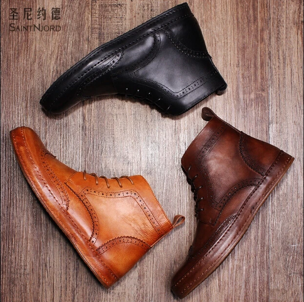 Обувь в британском стиле ретро мужские ботинки повседневная обувь с высоким