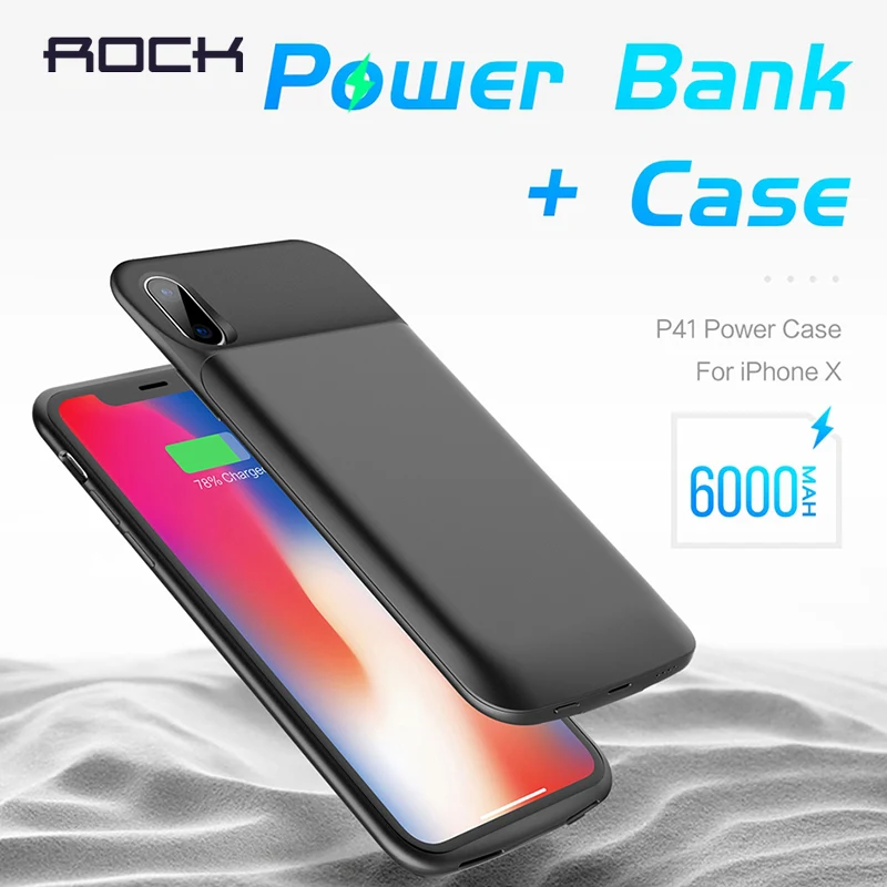 ROCK 6000 мАч чехол для аккумулятора iPhone X Внешний Аккумулятор Чехол зарядки ультра