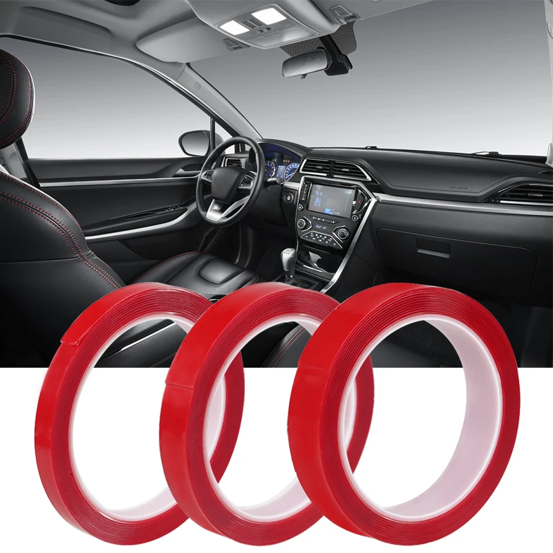 Красная двухсторонняя лента высокопрочная акриловая гелевая прозрачная