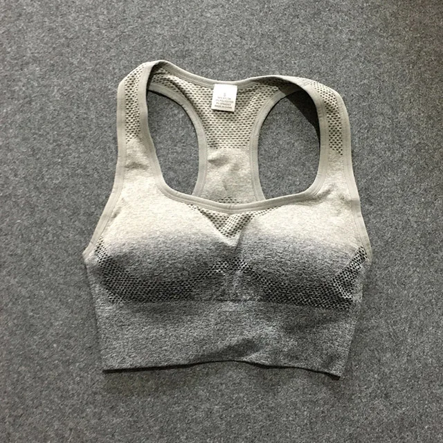 Gray Bra 2 шт., бесшовный комплект для йоги с эффектом омбре, комплекты для спортзала, женская одежда для спортзала, спортивный бюстгальтер+ леггинсы, Женская Спортивная одежда для спортзала, Женский костюм для фитнеса - Цвет: Gray Bra