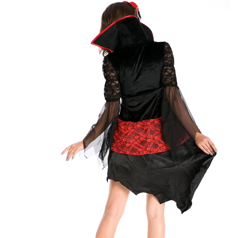 Готический злой вампир костюм сексуальный для взрослых Хэллоуин сетка кружева