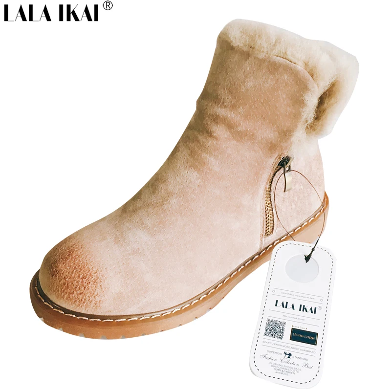 Lala икта Модные зимние женские сапоги круглый носок резиновая подошва женская