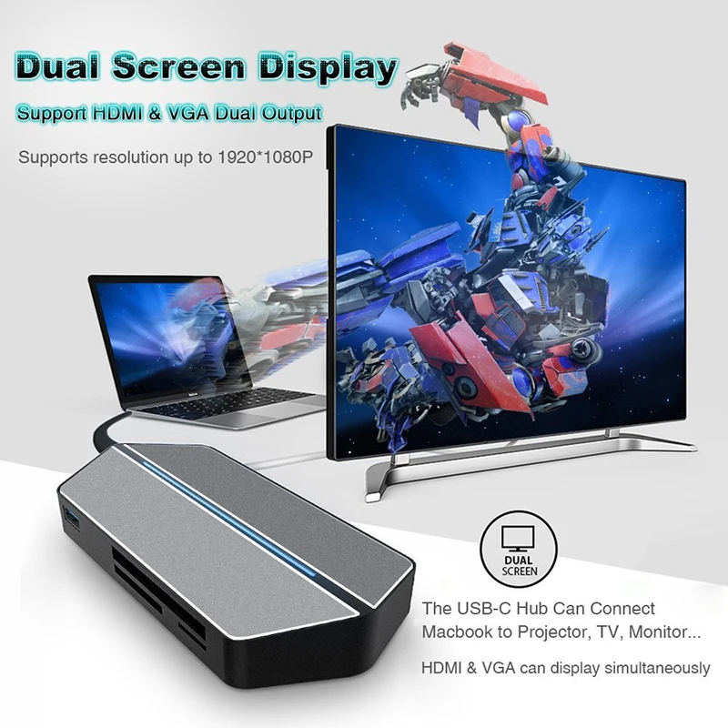 Адаптер Suntaiho USB Type C для концентратора 8 в 1 Samsung dex station pad 3 0 VGA HDMI 5 m CF SD TF карта Macbook| |