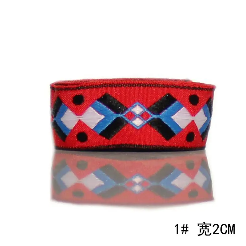 1--2CM 8 ярдов/партия, Новое поступление, национальная жаккардовая лента для одежды, на заказ, сделай сам, ручная работа, для шитья, собачий ошейник, декоративные серьги, аксессуар, кружево - Цвет: 1--2CM