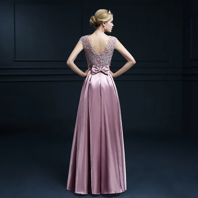 Кружевное атласное с аппликацией отвесным вырезом Vestidos De Festa открытой спиной