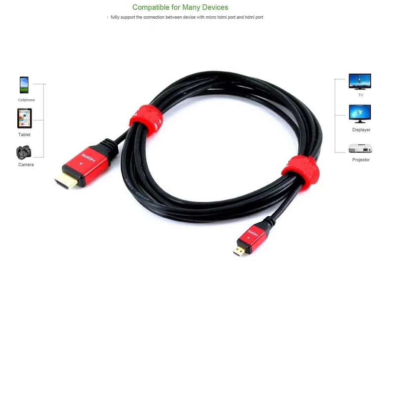 Кабель Micro HDMI с Ethernet для сотовых телефонов 2 м win8 4k x 2k новый металлический корпус