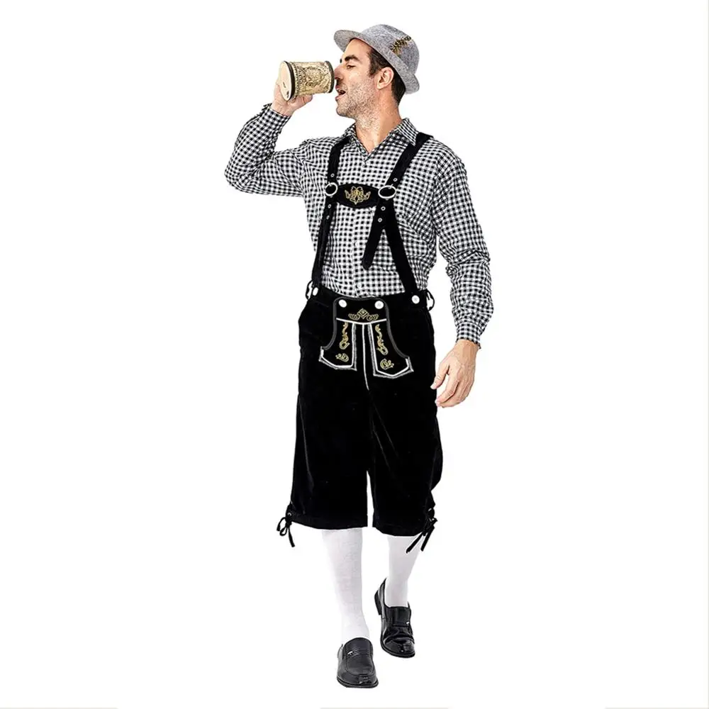 Костюм Октоберфест Lederhosen баварский Немецкий фестиваль пива черные брюки рубашки