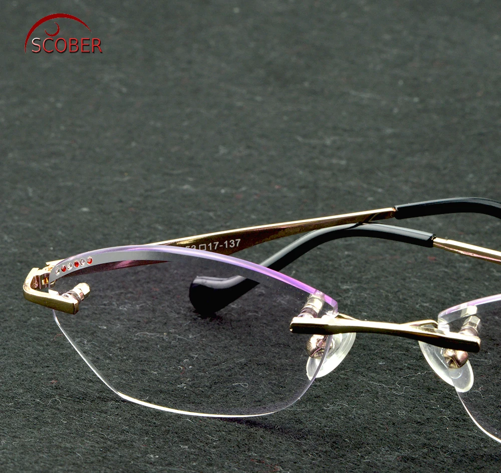 Женские очки для чтения без оправы из титана с алмазной огранкой Scober 2019 Leesbril + 0 75 1