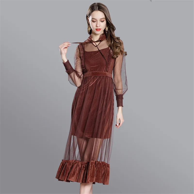 2018 vestido de festa комбинированный текстиль перспектива сексуальный круглый вырез