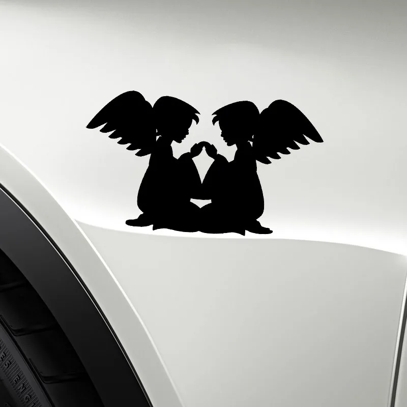 YJZT 14.8*8.7CM Lovely Baby Angels Get Together Car Sticke Silhoutte Decal Nice Design Black/Silver Covering The Body C20-1458 | Автомобили