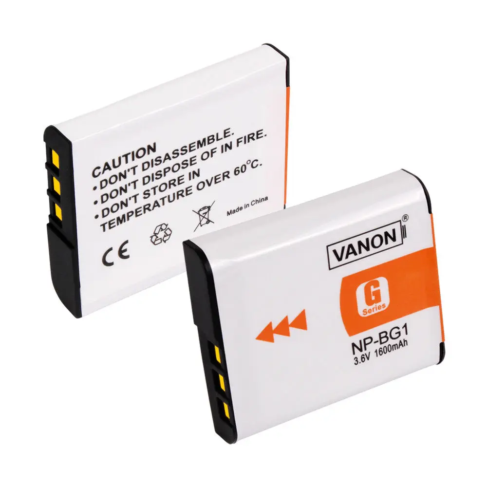 VANON 2 шт. + Зарядное устройство для SONY Камера Батарея NP-BG1 3 6 В 1600 мАч Перезаряжаемые