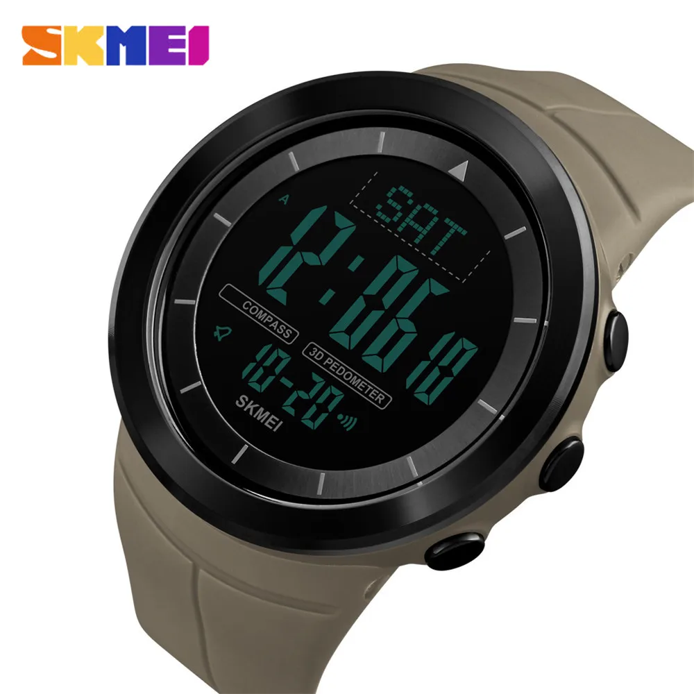 Khaki SKMEI 1403 спортивные часы мужские цифровые наручные часы уличные компас шагомер калории 50 м водонепроницаемые часы Relogio Masculino - Цвет: Khaki