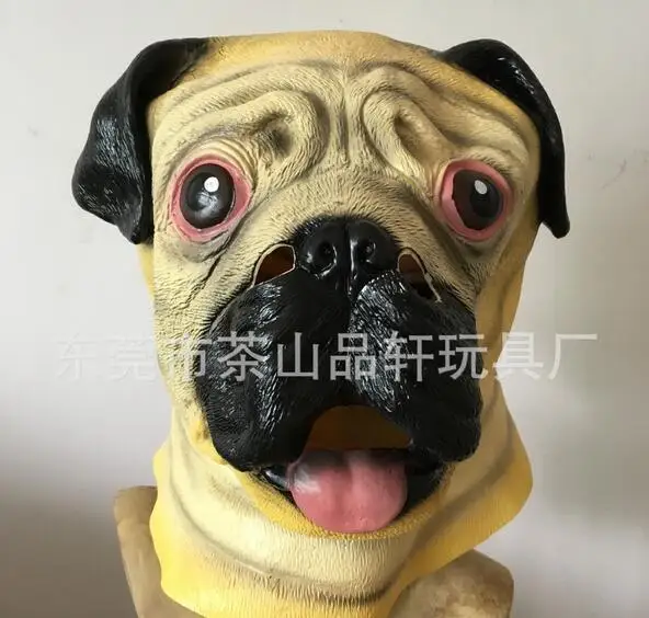 Латексная Маска на голову мопса Полнолицевая маска для взрослых дышащая