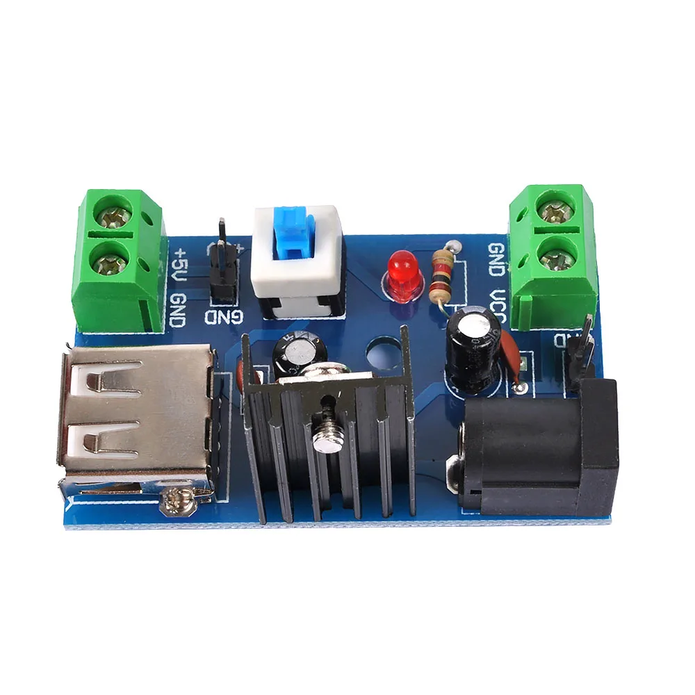 1 шт 7v 15V to 5V модуль питания 9V 12V 7805 теплоотвод с переключателем # Hbm0354|Интегральные