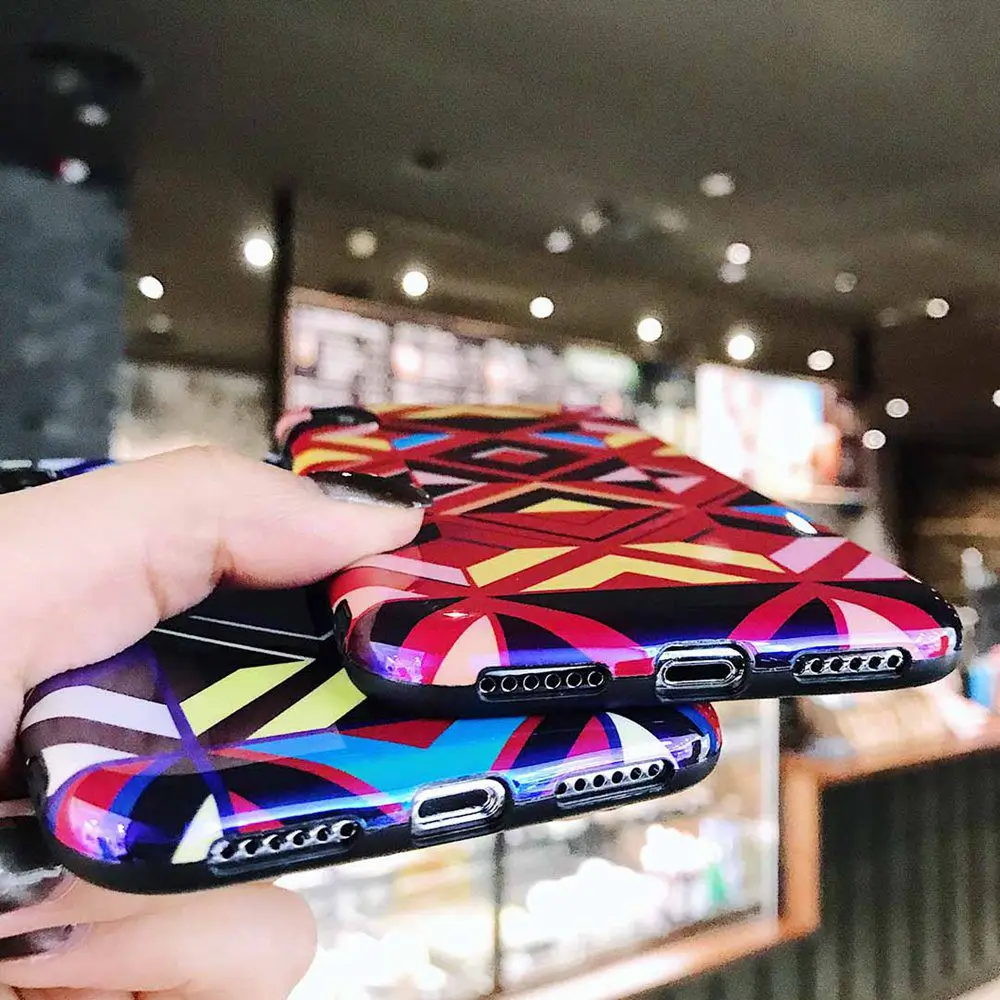 KISSCASE Colorful Phone Case For iPhone X 7 Plus XR XS MAX IMD Lattice Cases 8 6 6S Back Cover Capa |