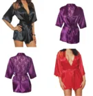 Женская атласная Ночная сорочка с глубоким V-образным вырезом, Сексуальная кружевная Пижама, женская шелковая ночная сорочка на бретелях-спагетти, одежда для сна, ночная рубашка, нижнее белье, платье