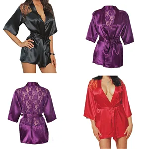 Женская атласная Ночная сорочка с глубоким V-образным вырезом, Сексуальная кружевная Пижама, женская шелковая ночная сорочка на бретелях-спагетти, одежда для сна, ночная рубашка, нижнее белье, платье