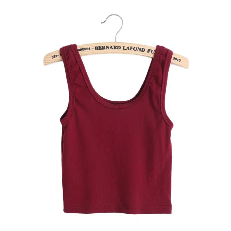 

Sexy Women Plain Camisole U-neck Vest Stretchable Midriff-baring Backless Tank Tops