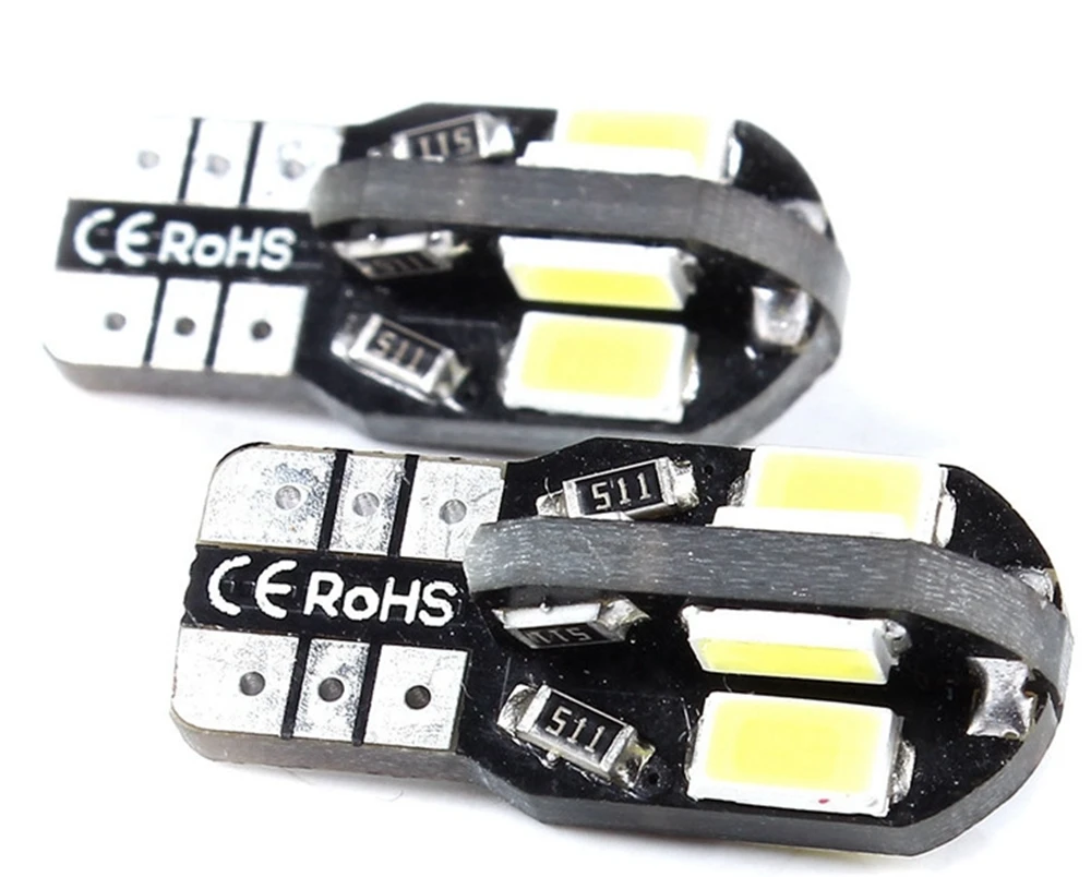 2 шт. светодиодный лампочка для салона автомобиля Canbus Error Free T10 белый 5730 8SMD светодиодный 12V автомобиль клиновидные боковые светильник белый авто лампы для укладки волос