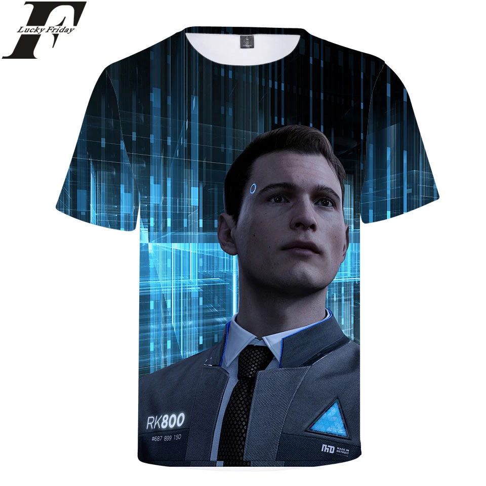 Detroit Been Human 3D футболка с коротким рукавом RK800 Униформа обычная для мужчин/женщин