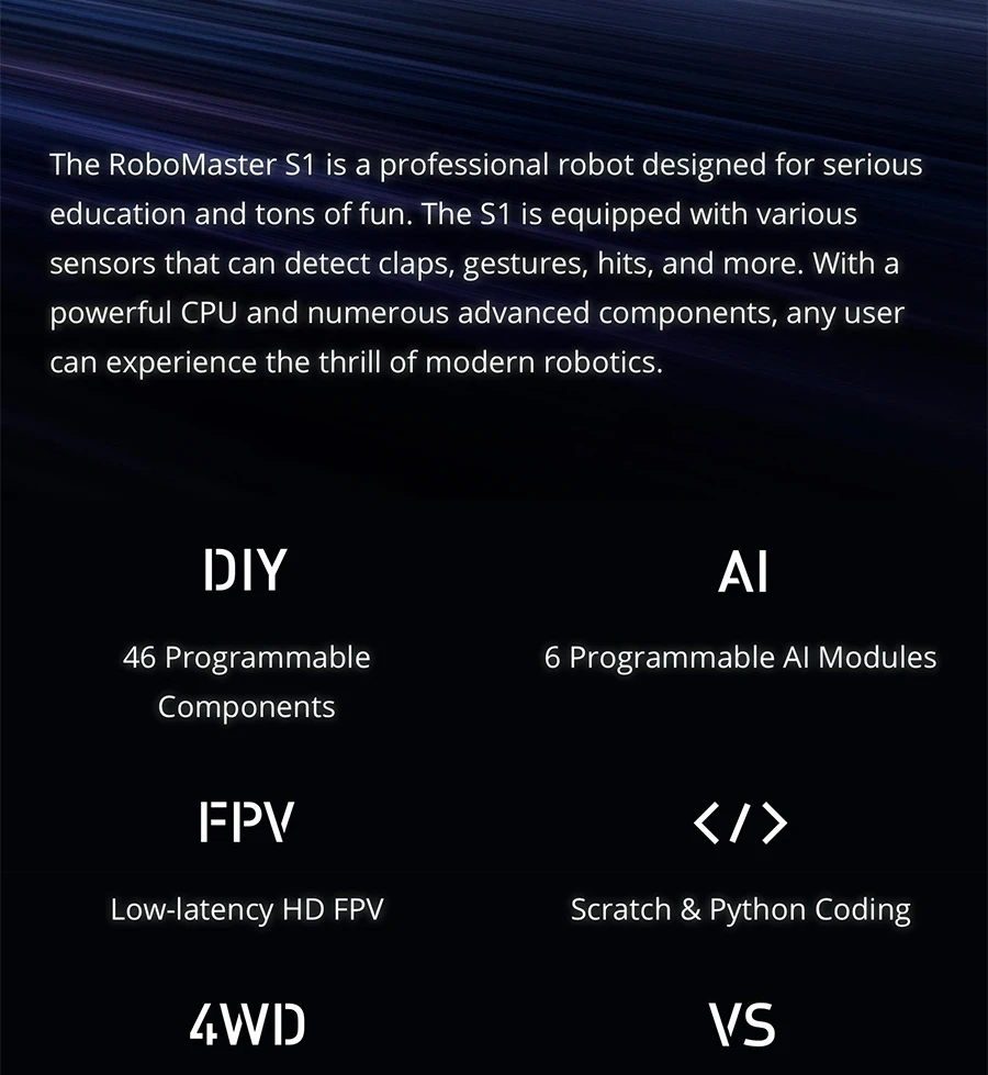 DJI RoboMaster S1 46 Programmable Components 6 Programmable AI Modules Low-latency HD FPV intelligent educational robot