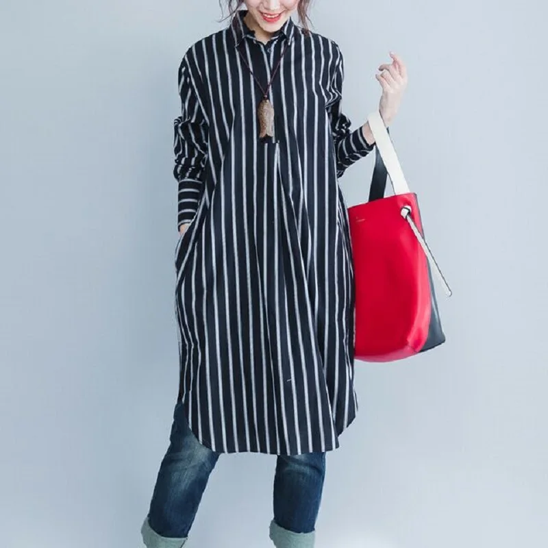 

New women's shirts stripe women's blouses women's clothing european clothing women one size clothing long sleeve