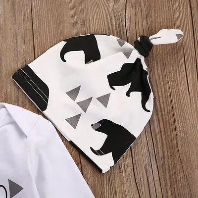3PCS Toddler Kids Baby Boy Hat Long Sleeve Bodysuit Top Pants Newborn Babies' Clothes Outfits Clothing Set |