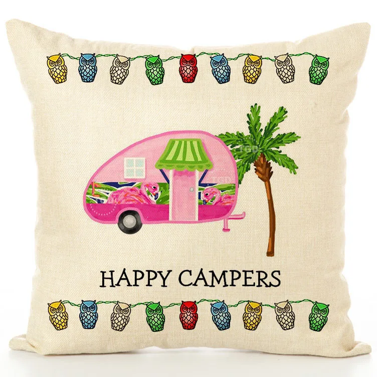 Happy Camper Чехлы для подушек несколько RV один принт дома гостиной диван украшения наволочки