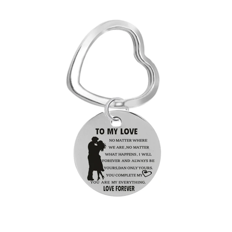 Брелоки для пар Нержавеющая сталь c выгравированными буквами цепочки кольца