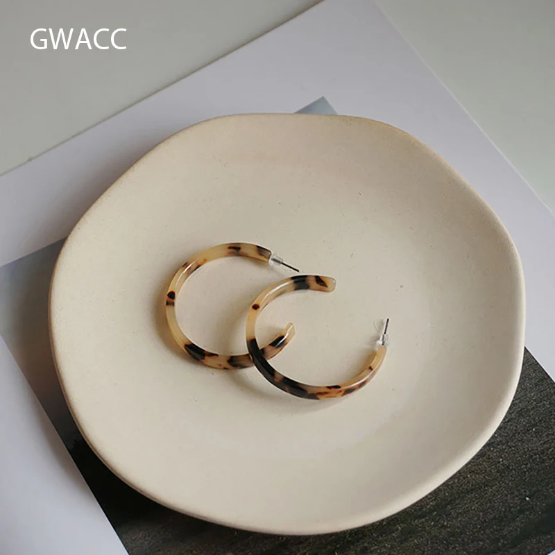 Женские акриловые серьги кольца с леопардовым принтом GWACC круглые