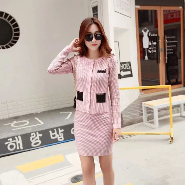 Изящный вязаный кардиган ALPHALMODA осенний комплект из 2 предметов: облегающая