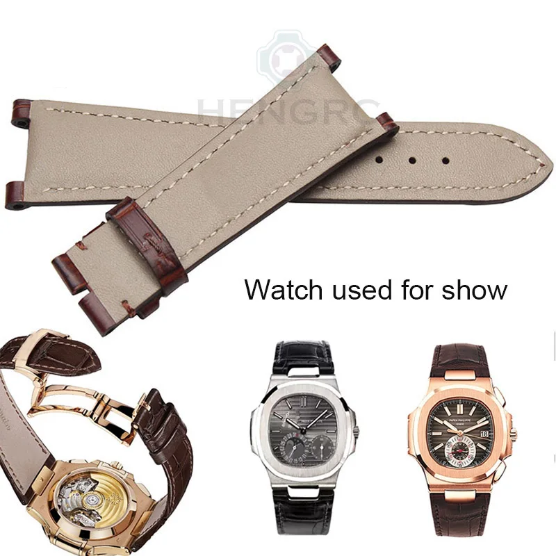 High Quality New Genuine Leather Watch Band Strap 25*18mm Brown Black Watchbands Belt For PP Accessories | Наручные часы