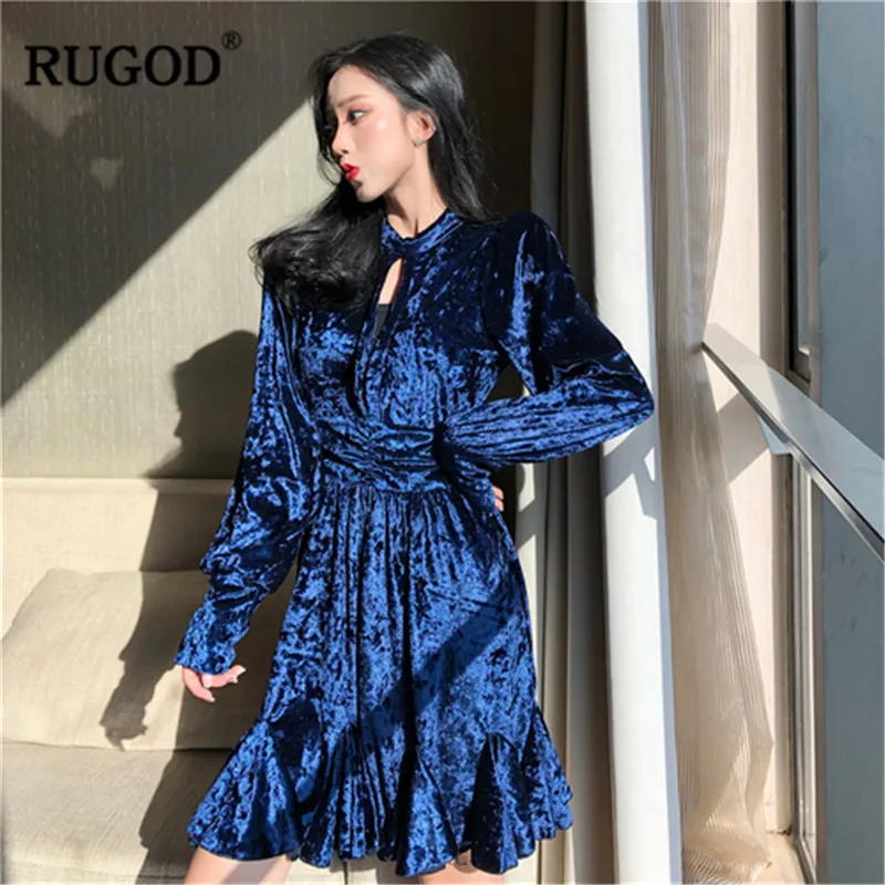 RUGOD/винтажное сексуальное платье с круглым вырезом и вырезами 2019 весенние