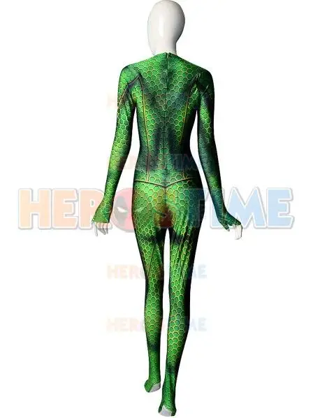 Mera Aquaman 3D принт спандекс зентай костюм для косплея супергероя девочек на заказ