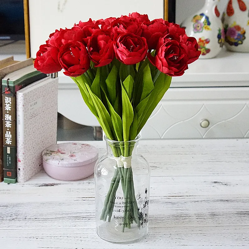 

Flone 6 Heads Artificial fake Tulips Flowers Simulation Flowers for Christmas Wedding Home Party flower arrangement Decoration