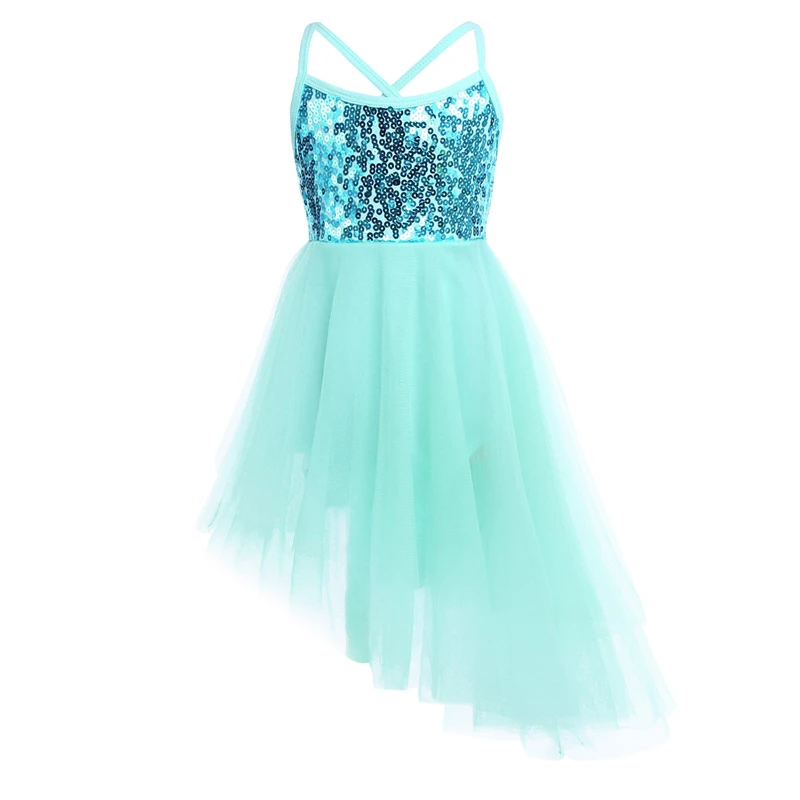 Mint Green Модное Тюлевое профессиональное балетное платье-пачка с блестками для девочек гимнастическое трико, сценические костюмы для лирических танцев Детская Одежда для танцев - Цвет: Mint Green