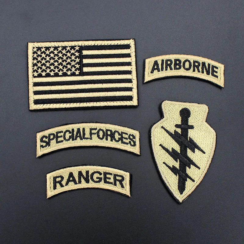5 шт./компл. Американский военный заплатки флаг Ranger Airborne Знак Патч прочно держаться на поверхности для Костюмы Backback