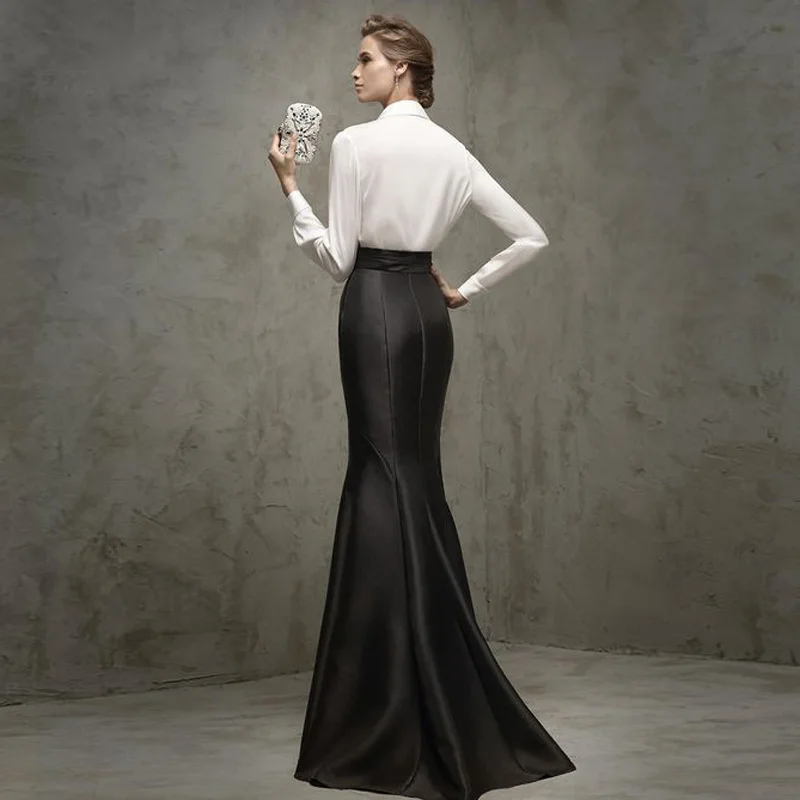 

Elegant Skirts Womens 2019 Jupe Femme Custom Made Black Skirt For Women Floor Length