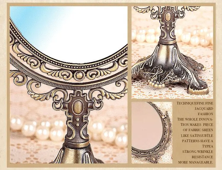 

Princess lovely retro Metal oval dressing mirror desktop makeup mirror double-sided bedroom Student dormitory mirror 357B