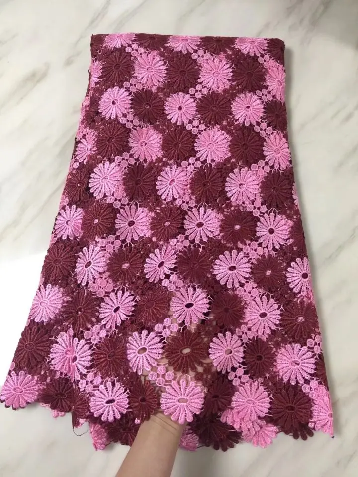 5 ярдов/шт Горячая продажа розовый и винный цветок африканская Водорастворимая