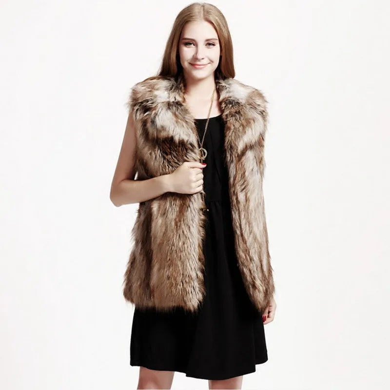 Autumn Winter Imitation Raccoon Female Fur Coat Fashion Leisure Warm Woman Vest Womens Clothing Women Jacket | Женская одежда