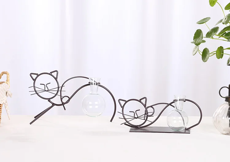 

1PC Home Decor Glass Vase Home Decor ZAKAKA Cute Cat Micro-landscape Hydroponic Bottle Office Decor Hydroponic Vase JL 283