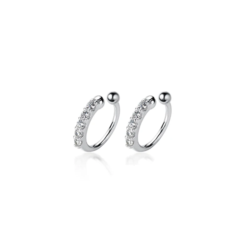 Silver Модные женские серьги-манжеты из стерлингового серебра S925 пробы, простые маленькие серьги-клипсы золотого цвета для женщин и девушек, Подарочные ювелирные изделия - Окраска металла: Silver