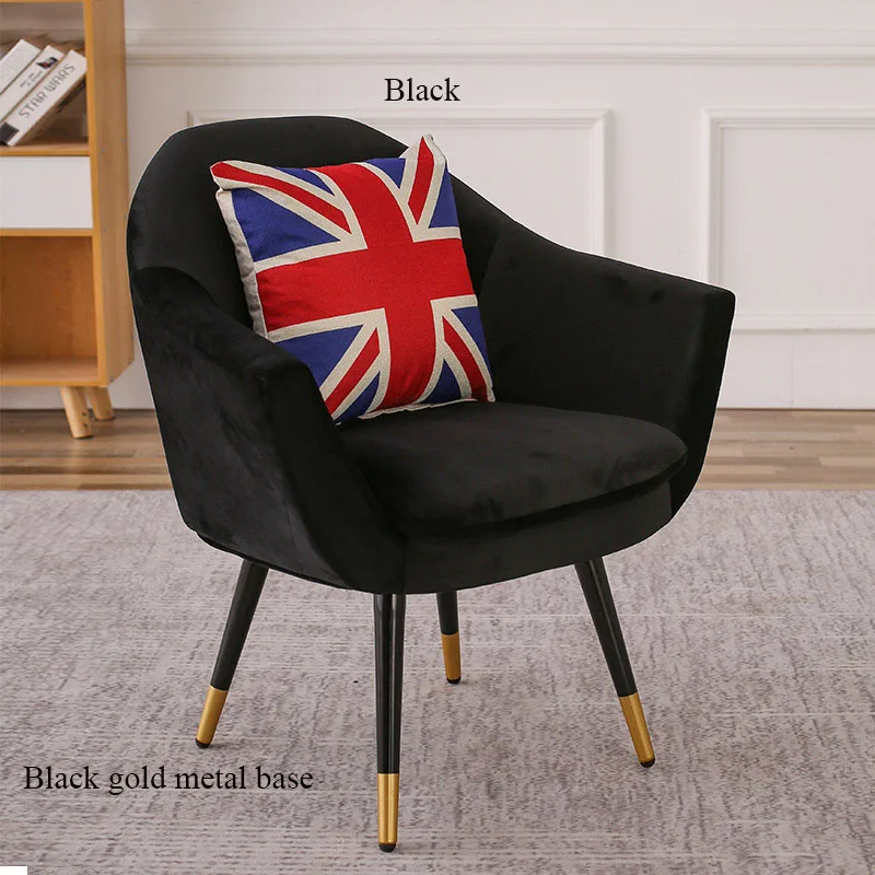 Metal base Black Современный Одноместный стул для отдыха, кафе, офиса, ресторана, мебель для спальни, для учебы, скандинавский стул в стиле минимализм, диван - Цвет: Metal base Black
