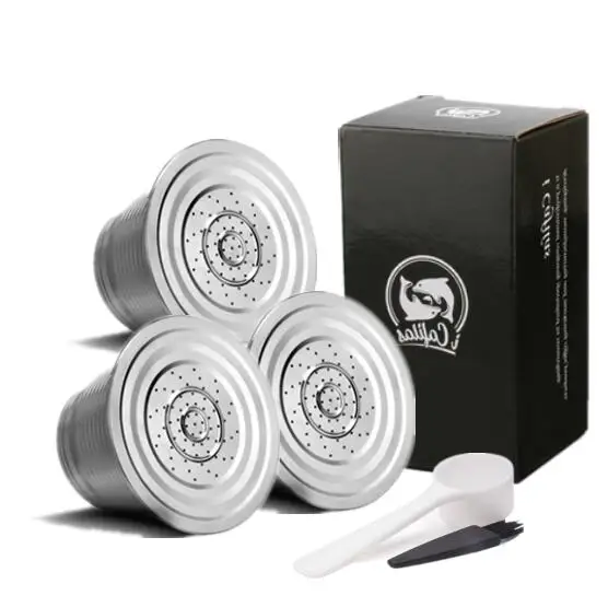 3 capsule-round ICafilas Nespresso многоразовая капсула многоразовый фильтр для кофе капельница Сталь Nespresso Cafeteira Capsulas De Cafe Recargables - Цвет: 3 capsule-round