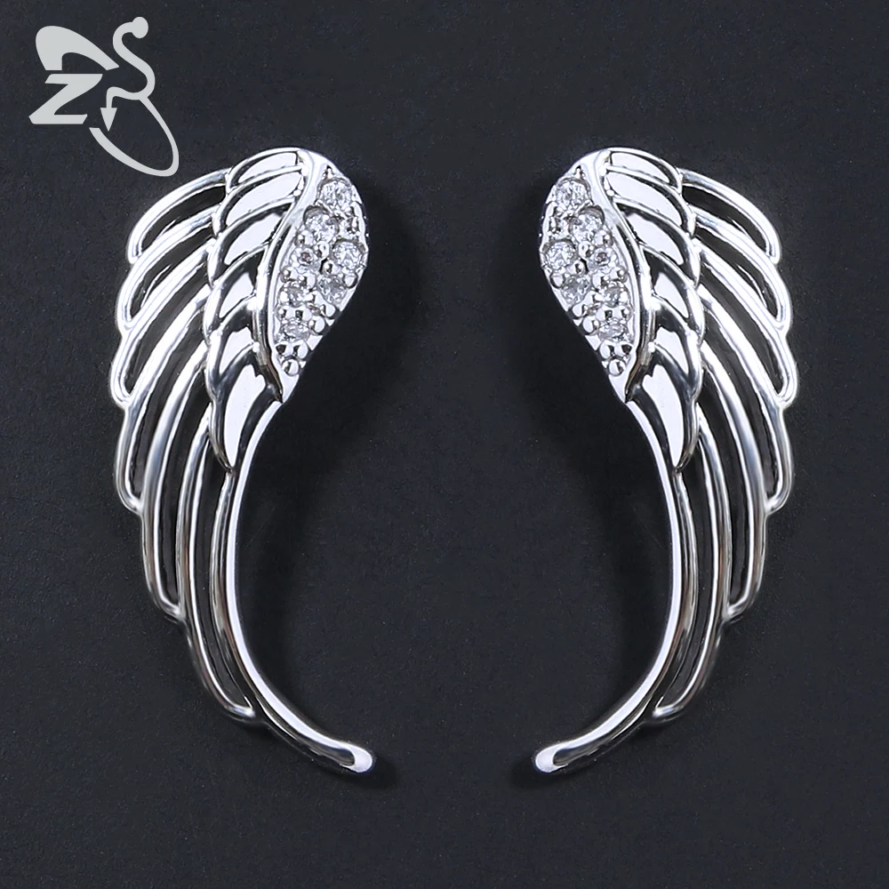 Корейские серьги для Для женщин девочек Brinco CZ Кристалл с крыльями ангела