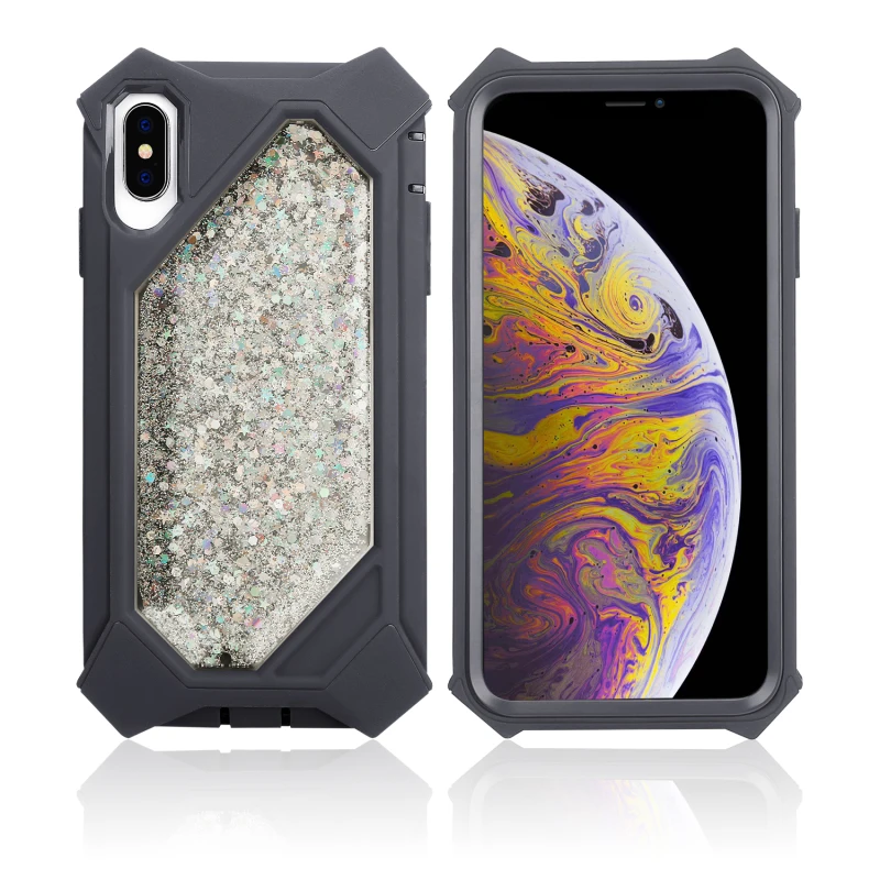 Серый Грандевер зыбучие пески чехол для iphone 7 Xs Max 6 8 Plus чехол жесткий чехол для iphone X XR Блестящий с жидкостью полная защита - Цвет: Серый