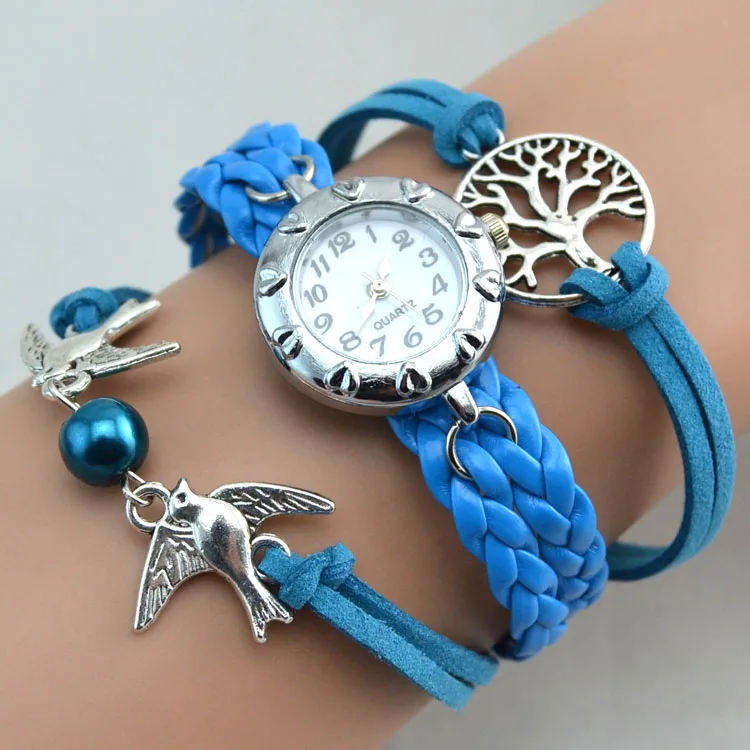 Оптовая продажа модный замшевый тканевый браслет с бусинами в виде птиц дерева