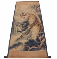exquisite chinese ancient old painting scroll painting of tiger