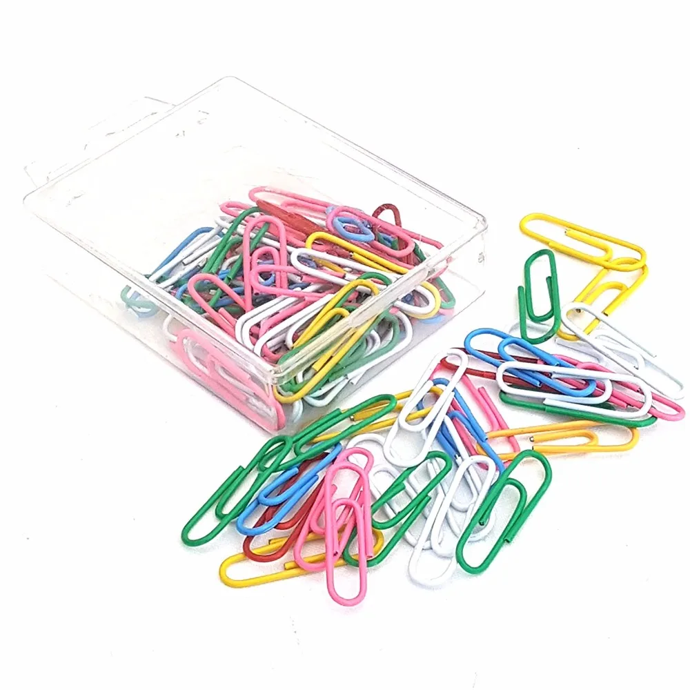 

100Pcs 1 Set 28mm Colorful Paper Clips & Pins Vinyl Coated Office Stationery